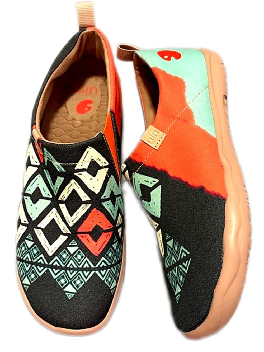 UNI Shoes Slip On Shoes Canvas Walking Shoes Loafers "Spirit Pattern" size 9